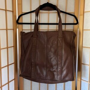 Genuine Leather Tote Slouchy Chocolate Brown Unisex Banana Republic